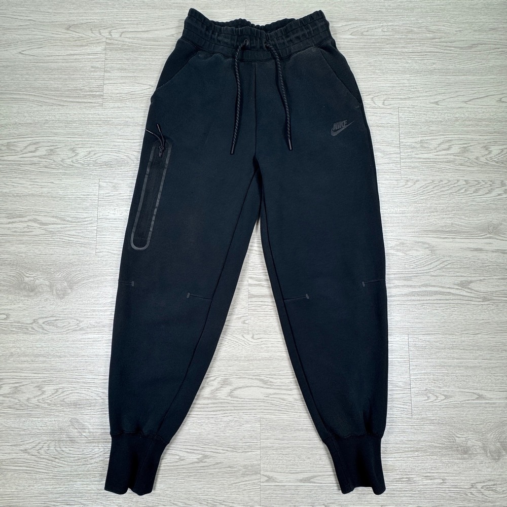 Nike Mens Joggers Tech Fleece Sweatpants Black XS Slim Fit Zipper Pocket